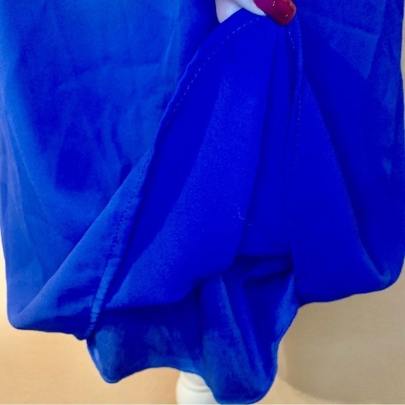 Everly Tunic Dress Small Royal Blue Mini Lined 3/4 Length Sleeves FoldUp Buttons - Picture 5 of 16